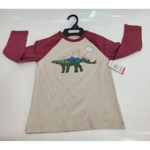 Kids Dinosaur Raglan Shirt Long Sleeve Stegosaurus Graphic Size 4 NWT